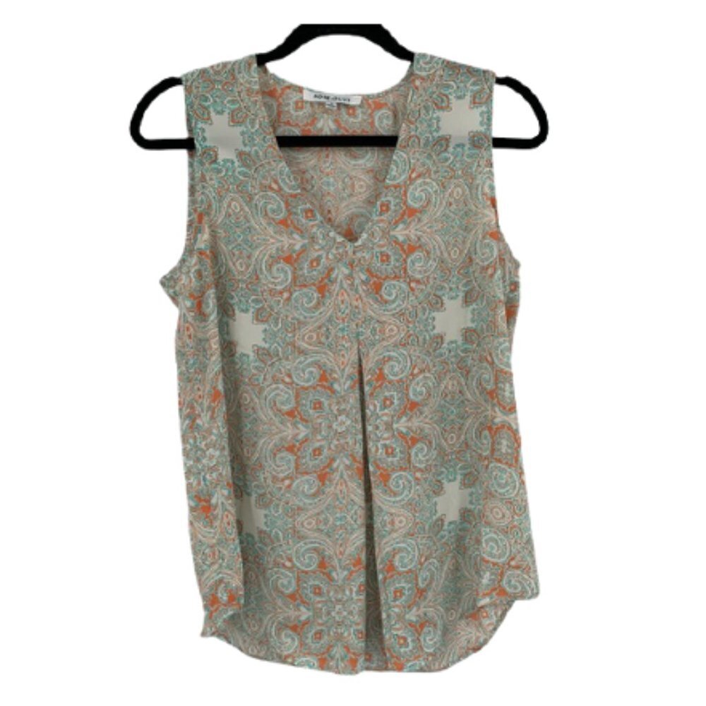 ROSE + OLIVE Tank Shell Blouse Paisley Print Flowy